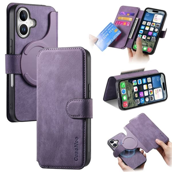 CASENEO iPhone 16 Plånboksfodral Konstläder - Lila