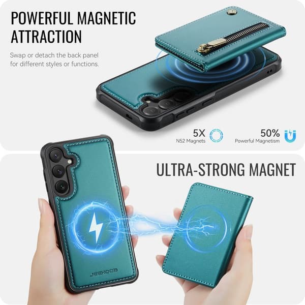 JEEHOOD Plånboksfodral för Samsung Galaxy S26 Plus Magnetiskt Konstläder - Blå