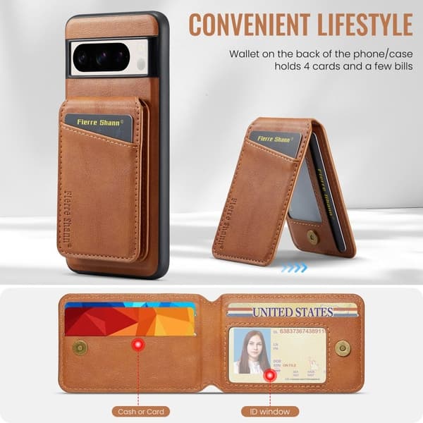 FIERRE SHANN 025 Google Pixel 8 Pro Fodral PU+TPU - Brun