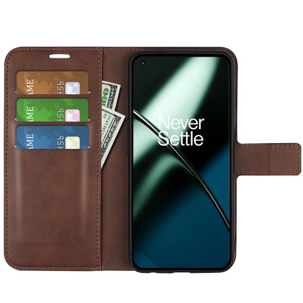 OnePlus 11 5G Plånboksfodral Calf Texture Flip - Coffee Brun
