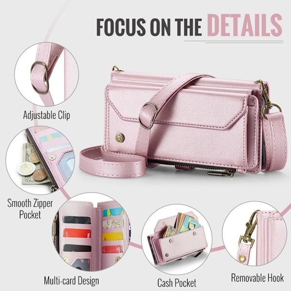 CASEME Plånboksfodral Konstläder för iPhone 12 Pro Max - Rosa