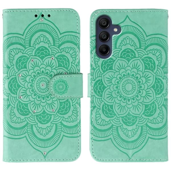 Samsung Galaxy S26 Plus Skal PU Läder Mandala Tryck - Grön