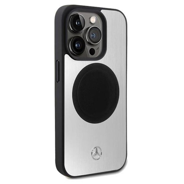 Mercedes iPhone 15 Pro Mobilskal MagSafe Läder & Alu - Silver
