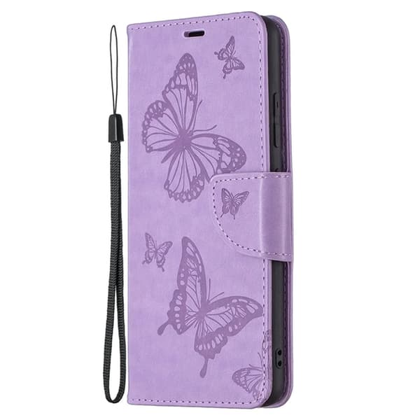 Plånboksfodral För iPhone 14 Pro Max Imprint Butterfly - Lila Lila