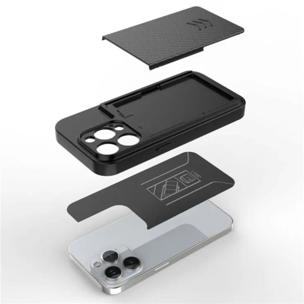 iPhone 14 Pro Max Mobil Cover Kortholder - Sort