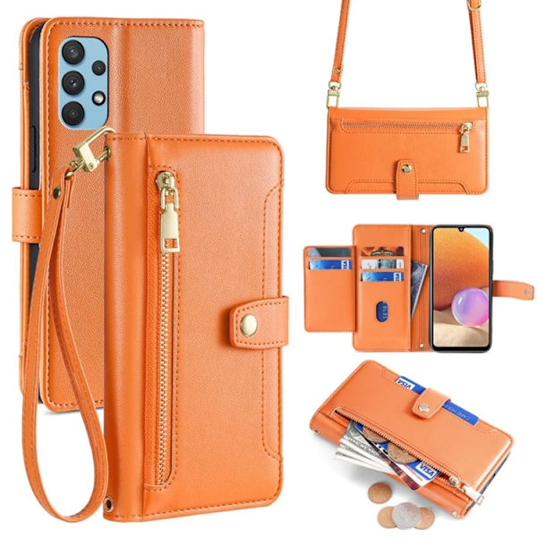 Galaxy A32 4G Plånboksfodral med Handledsrem Orange