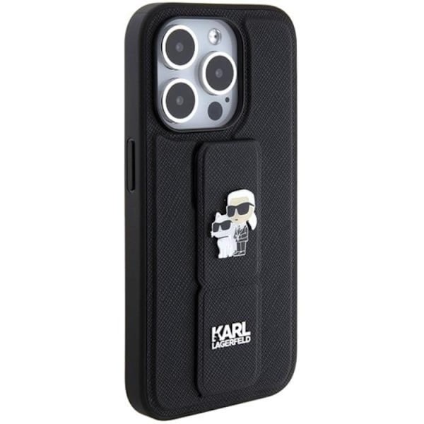 Karl Lagerfeld iPhone 15 Pro Max Mobilskal Gripstand Pins Svart