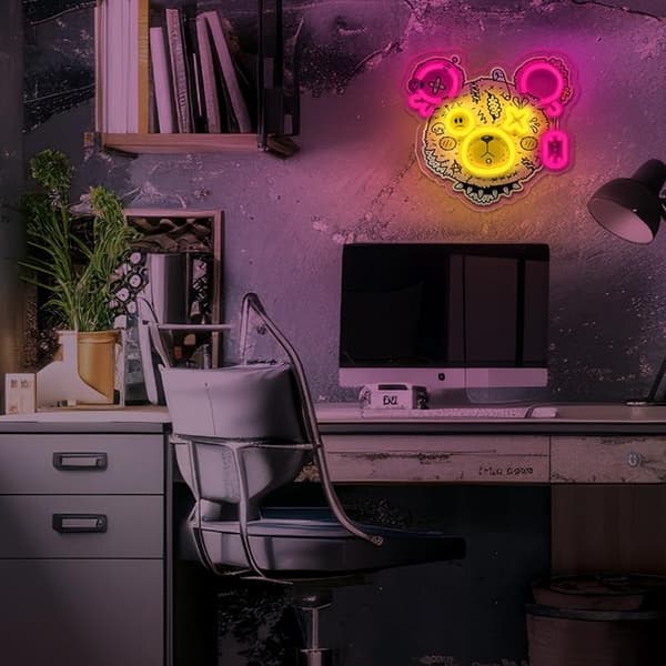 Forever Light Neon ART LED PUNK TEDDY BEAR FLA01 - Rosa/Gul