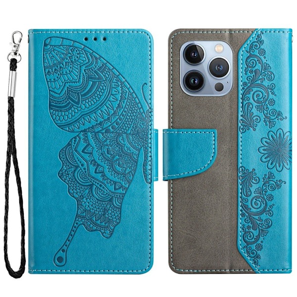 Fjärilar iPhone 13 Pro Plånboksfodral - Blå