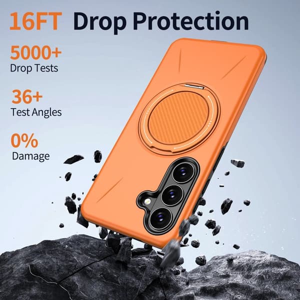 Mobilskal för Samsung Galaxy S26 Magnetiskt Kickstand TPU + PC - Orange