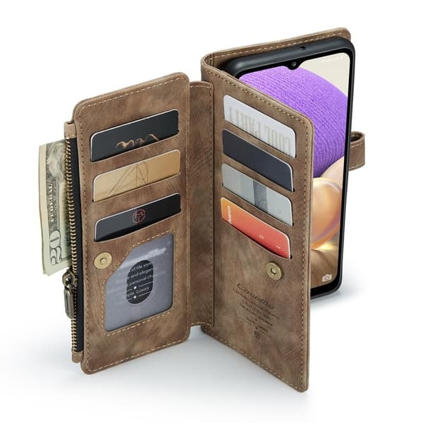 CASEME Konstläder Plånboksfodral för Samsung Galaxy A32/M32 5G - Brun