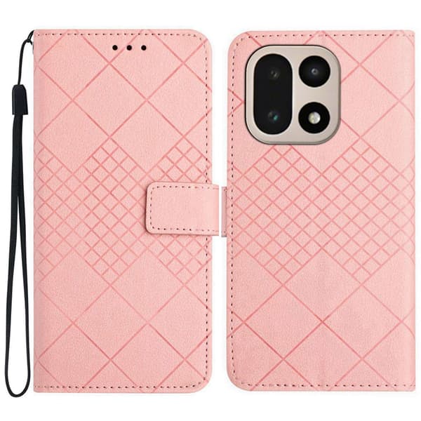 OnePlus 15 5G Plånboksfodral Imprint PU Folio Konstläder Rosa