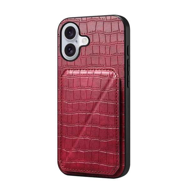 Mobilskal till iPhone 17 Korthållare Crocodile Textured - Rosa Rosa