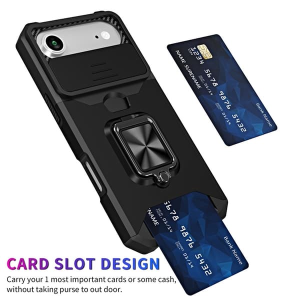 Mobilskal till iPhone Air Slide Lens Lid med Kortfack - Grön Grön