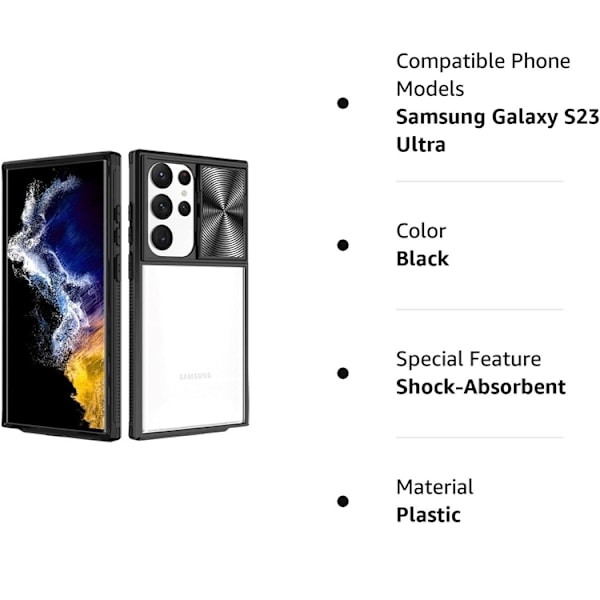 Galaxy S22 Ultra Mobilskal Kamera Slider - Svart Svart