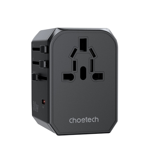 Choetech Reseladdare 30W USB-C USB-A US EU UK Svart