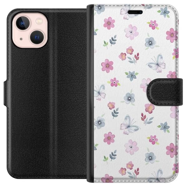 Apple iPhone 13 Pung Taske med Blomster og Sommerfugle