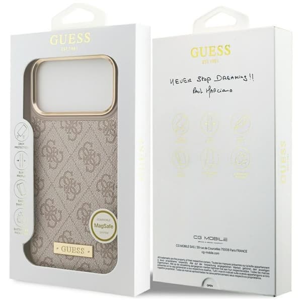 Guess Mobilskal till iPhone 17 Pro Max MagSafe 4G Logo Plate - Rosa Rosa