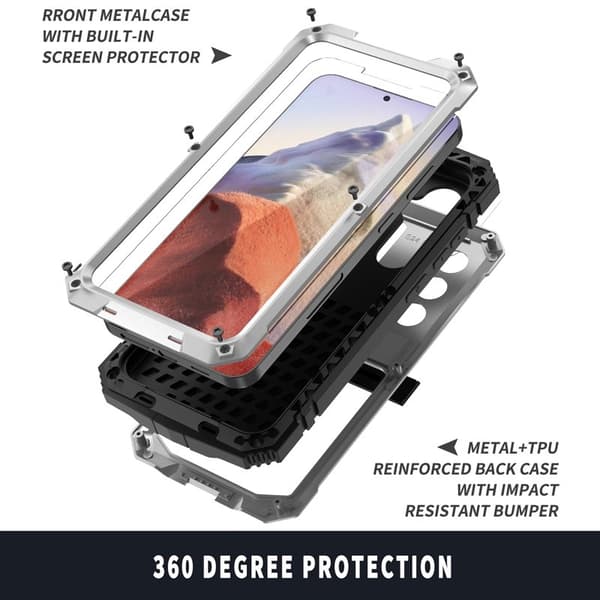 R-JUST Mobilskal till Galaxy S24 Kickstand Shockproof PC+Silicone Silver