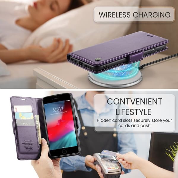 CASEME Plånboksfodral Konstläder för iPhone 6 Plus/7 Plus/8 Plus - Lila