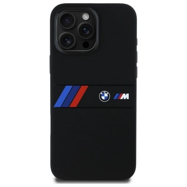BMW Mobilskal till iPhone 16 Pro Max MagSafe Silikon Middle Stripe - Svart Black