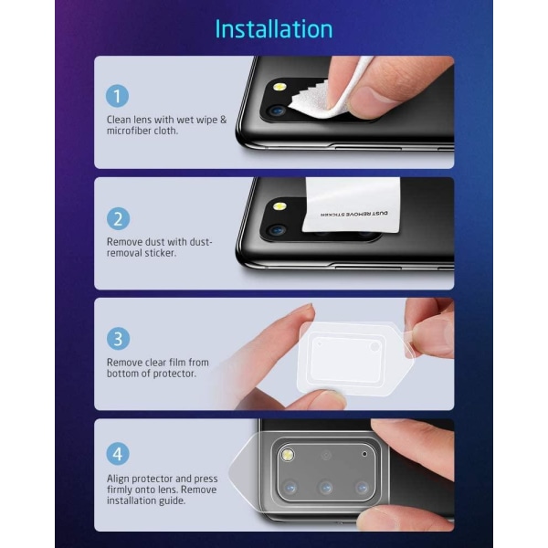 Kamera linsebeskytter i hærdet glas skærmbeskytter til S20 Plus