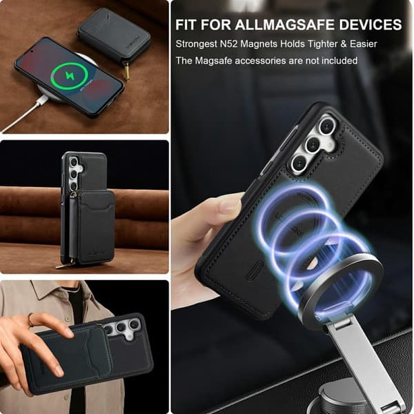LC.IMEEKE Plånboksfodral för Samsung Galaxy S26 Plus Magnetiskt PC + TPU - Svart