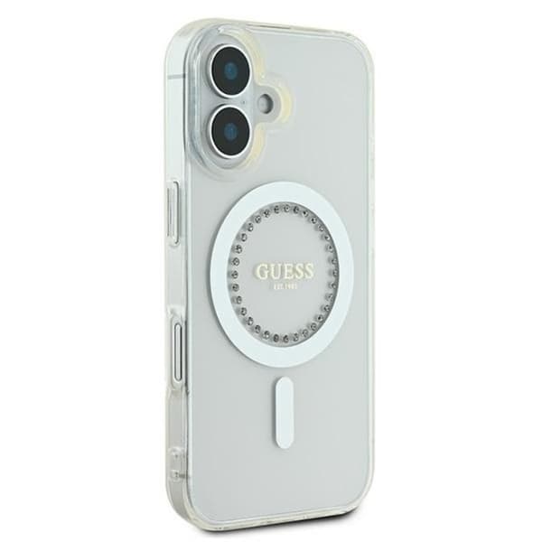 Guess Mobilskal till iPhone 16 Plus MagSafe IML Rhinestones - Vit Vit