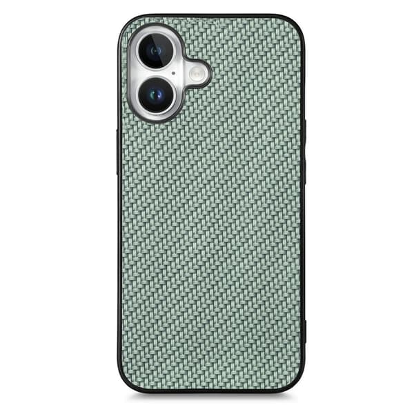 Mobilskal till iPhone 17 Carbon Fiber PU Läder - Grön Grön