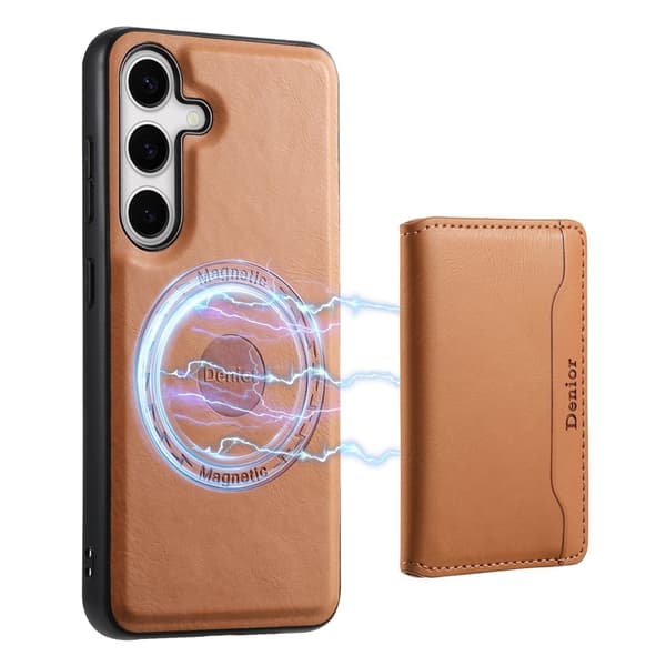 DENIOR Samsung Galaxy S24 Plus Konstläder Plånboksfodral Magnetisk Skydd Khaki