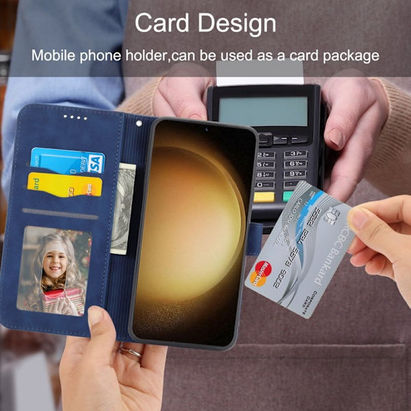 DIERFENG DF-03 Plånboksfodral för Samsung Galaxy S23+ - Konstläder - Blå