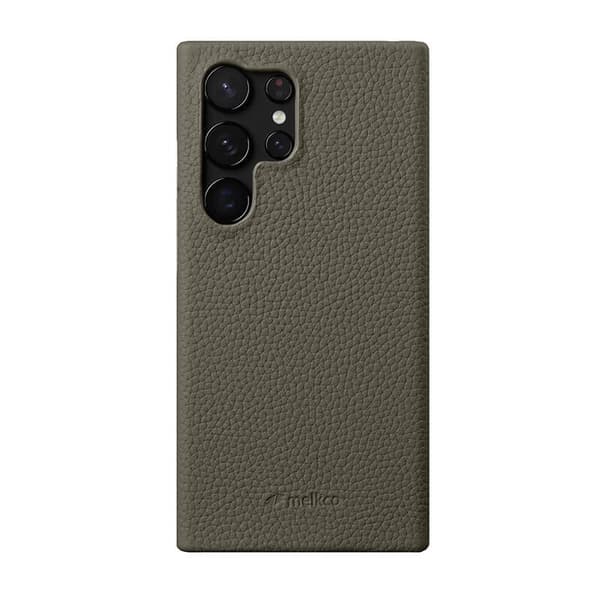 MELKCO Mobilskal till Samsung Galaxy S24 Ultra Äkta Läder + PC Grå