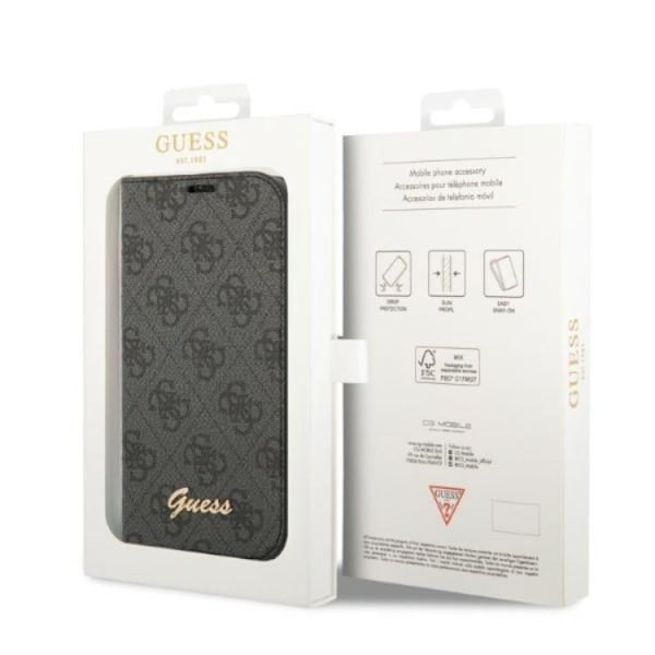 GUESS iPhone 14 Pro Plånboksfodral Vintage Gold Logo - Svart Svart