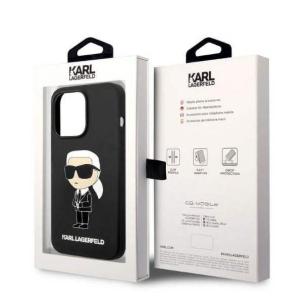 Karl Lagerfeld iPhone 14 Pro -kuori Silicone Ikonik - Musta