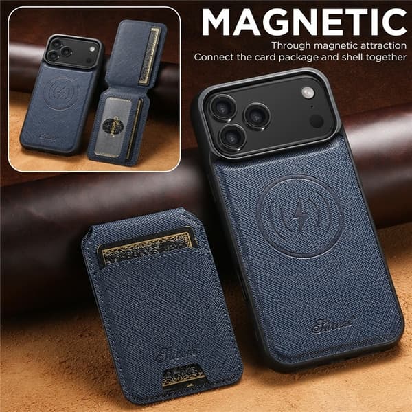 SUTENI Mobilskal till iPhone 17 Pro MagSafe Cross Texture H18 - Blå Blå