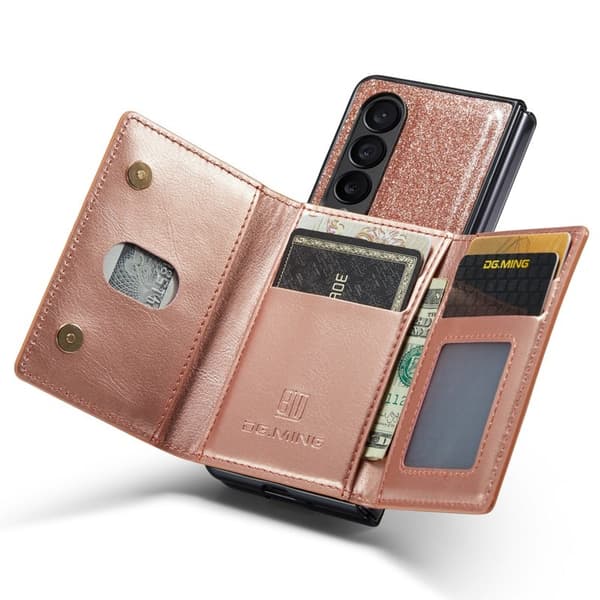 DG.MING M3 Series Plånboksfodral för Samsung Galaxy Z Fold4 5G Roséguld