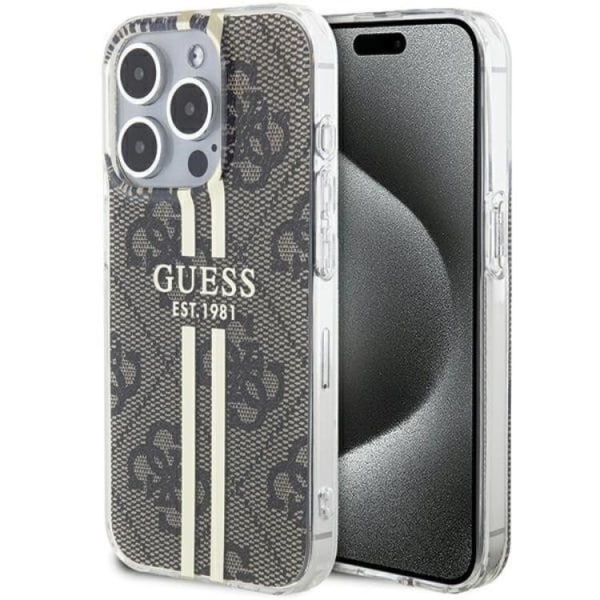 Guess iPhone 15 Pro Max Mobilskal 4G Gold Stripes - Brun