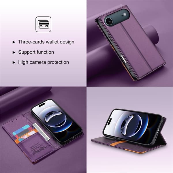 N.BEKUS iPhone Air Konstläder Plånboksfodral RFID-Skydd P3 - Lila Lila