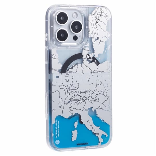 YOUNGKIT Mobilskal till iPhone 16 Pro Max MagSafe IMD-kartmönster Transparent
