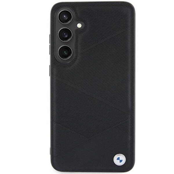 BMW Galaxy S24 Mobilskal Signature Läder Crossing Line Pattern Svart