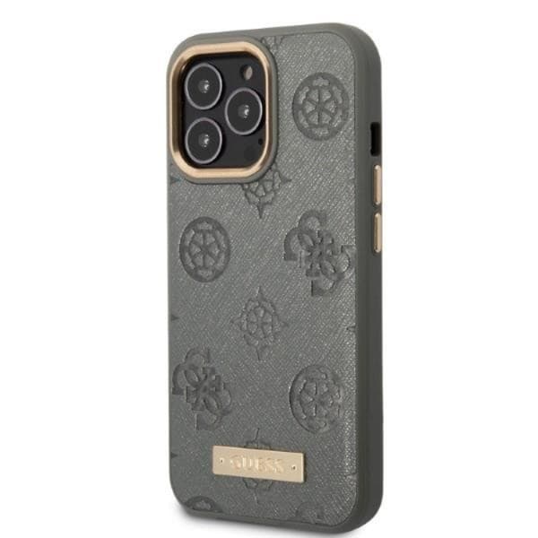 Guess iPhone 13 Pro Max Skal MagSafe Peony Logo Plate Collection Grå