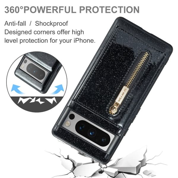 DG.MING M3 Series Konstläder Plånboksfodral för Google Pixel 8 Pro Svart