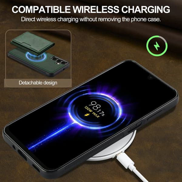 LC.IMEEKE Mobilskal för Samsung Galaxy S26 Magnetiskt Konstläder - Grön