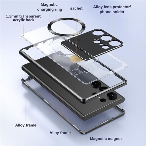Galaxy S23 Ultra Mobilskal Magsafe Aroma Kickstand - Sølv Silver