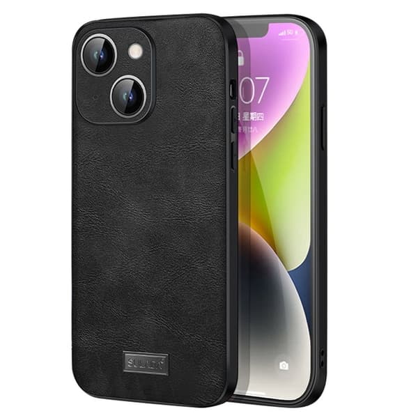 SULADA Mobilskal till iPhone 14 6.1" Shockproof PU Läder Svart