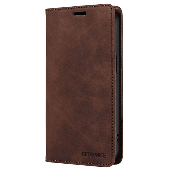 BETOPNICE 003 iPhone 16 Plus Plånboksfodral RFID Blocking Konstläder - Brun