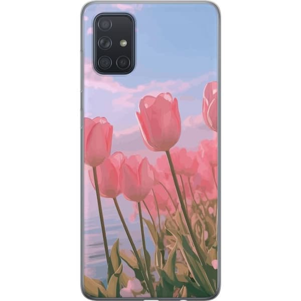 Mobilcover til Samsung Galaxy A71 med lyserøde tulipaner