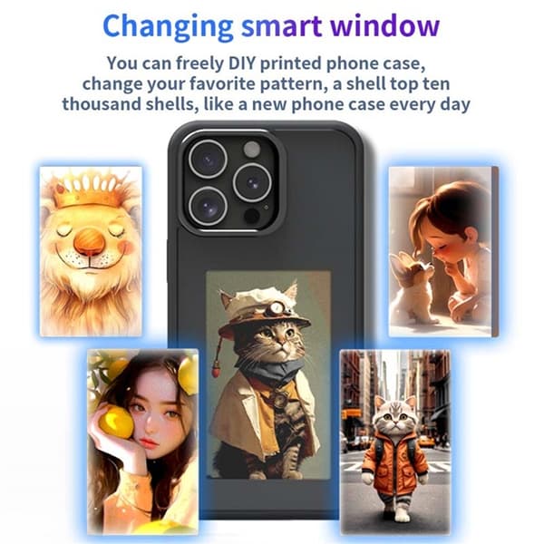 Mobilskal till iPhone 14 Pro NFC DIY Customized HD Smart E-Ink - Svart Svart