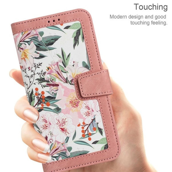 iPhone 15 Pro Max Plånboksfodral Flower Pattern - Rosa