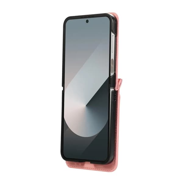 Galaxy Z Flip 7 Plånboksfodral Kickstand med Axelrem - Rosa Rosa
